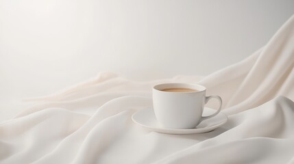 A cup of coffee on a white cloth