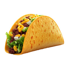 Fluffy 3D Cartoon Taco with Soft Glowing Fillings Isolated on Transparent Background