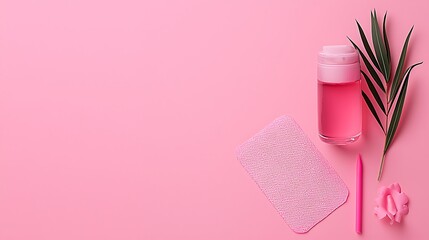 Pink Beauty Products Flatlay Minimalist Skincare Wellness