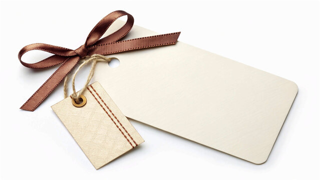 Elegant invitation card with a tied red ribbon and blank tag, ready for your personalized message.