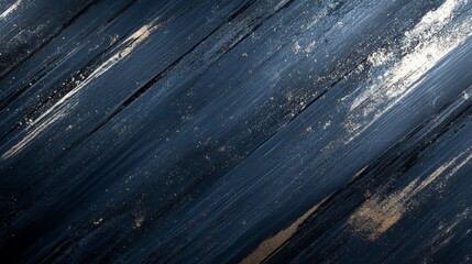 Dark blue wood planks with diagonal lines and dust particles