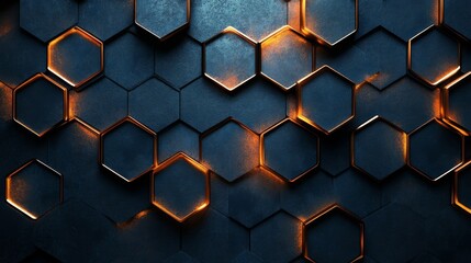 Hexagonal Abstract Pattern with Geometric Designs and Illuminated Edges