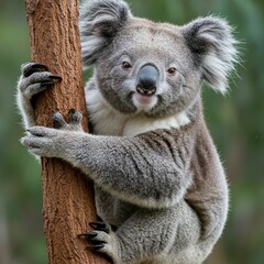 Obraz premium Cute Koala Holding a Tree with Its Strong Claws