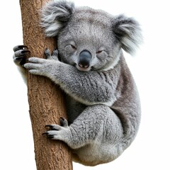 Naklejka premium Charming Koala Gazing at the Camera While Clutching a Tree