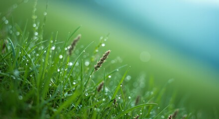 Obraz premium Sunrise Green Field Bokeh