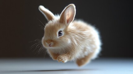 Obraz premium Adorable Bunny Portrait: Studio Shot of a Cute Fluffy Rabbit Isolated on White Background. Perfect for Easter, pet product designs, children's books, 
