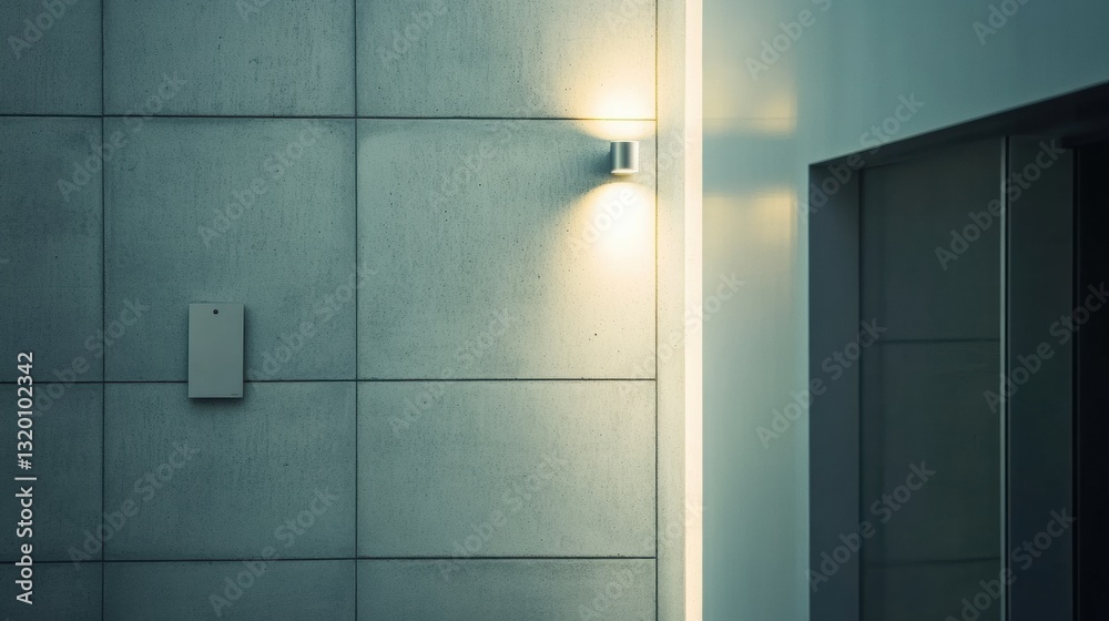 Leinwandbilder minimalist work badge displayed prominently on a textured office wall with soft lighting creating a 