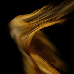 Golden abstract swirl, dark background, design element