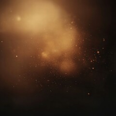 Naklejka premium Golden dust particles floating, dark background, bokeh effect, abstract design