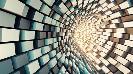 Abstract tunnel of interconnected cubes creating a mesmerizing depth illusion.