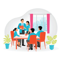 Corporate Team Meets Diverse Clients. Collaborate in a Modern Meeting Room Office.