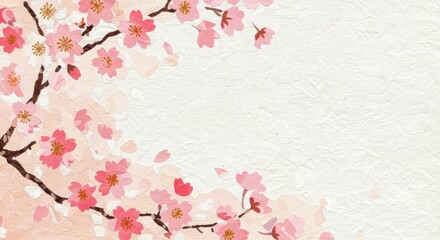 桜の花の和紙のイラスト背景画