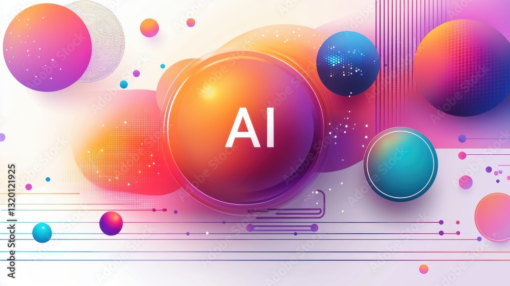 Canvas Prints sleek and modern colorful banner featuring ai text surrounded by vibrant geometric shapes and abstra
