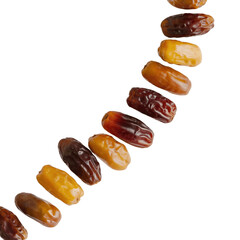 Assorted Dates Arranged Forming a Curved Pattern on   Transparent Background

