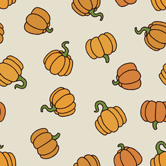 Pumpkin Vector Seamless Pattern Background for Surface Print Fabric Fashion Wrapping