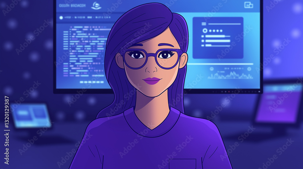 Poster Programmer working on code in office at night