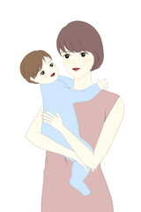 笑顔の赤ちゃんを抱っこするママ