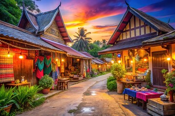 Obraz premium Idyllic Santichon village. Space for your message.