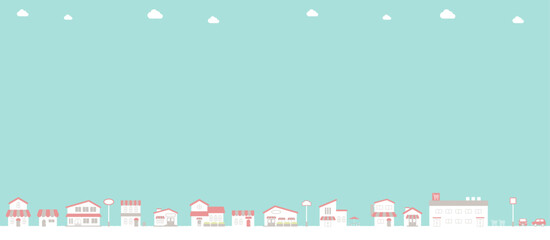 青空の町並み背景ベクターイラスト シンプル コピースペース 背景 街並み 商店街 お店 ショップ