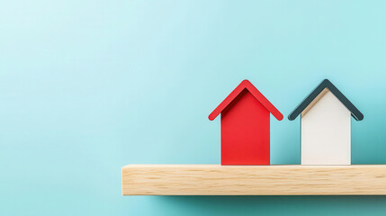 Bridge Loan Financing for Property Purchase, Two homes with shortterm loan document, collateral icons