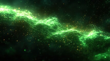 Futuristic Green Waveform Sphere with Glowing Points in Abstract Cyberpunk Style