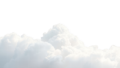 Cluster of white clouds isolated on transparent background, PNG image for weather and nature design projects