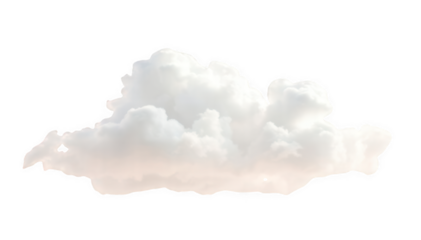 Fluffy white cloud isolated on transparent background, PNG image for weather and nature design projects