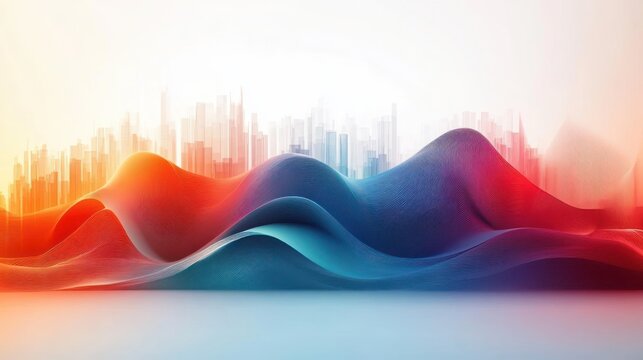 Abstract Flowing Wave Chart Template with Soft Gradient Colors for Business and Financial Analysis