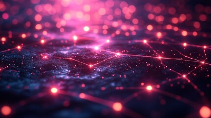 Abstract Polygonal Network Glowing Lines Nodes Futuristic Digital Art Technology Design