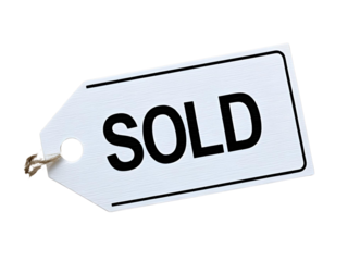 sold tag isolated on white