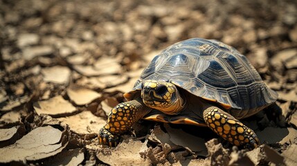 Obraz premium Tortoise on cracked earth