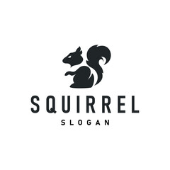 simple silhouette concept design cute little animal squirrel logo minimalist illustration product brand template