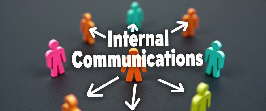 Words and arrows connecting figures related to Internal Communications.