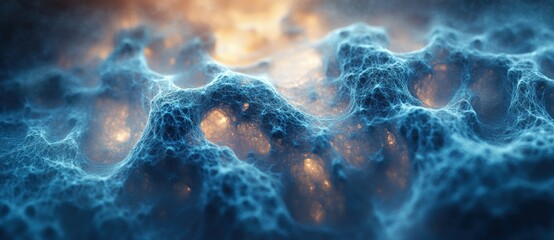 Abstract Neural Network Visualization Organic Patterns Blue Wireframe Mesh Digital Art Gradient Background