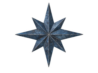 Obraz premium A star-shaped compass rose design with sharp, pointed edges and a textured surface, conveying direction and navigation themes.