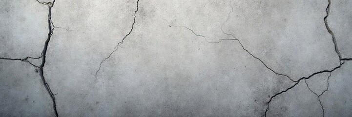 Obraz premium Cracked grey concrete block wall, grunge style, wide angle , image, grey, grunge