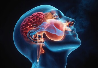 Anatomical Illustration of Human Head Profile Respiratory System Airflow Paths Snoring Diagram