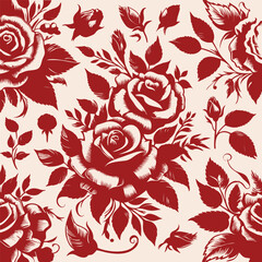 Rose Flower vector seamles pattern for background