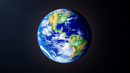 Stunning Detailed Earth Planet View Americas Continents Globe Blue Green Ocean Clouds Space Background Digital Image High Resolution Realistic World  