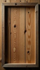 Fototapeta premium Rustic square wooden frame, natural wood grain , grain, empty, design element