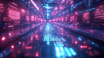Obraz premium Big Data Technology Advances in Artificial Intelligence Machine Learning Deep Learning Generative AI Neural Networks Analytics Innovation Abstract Visualization