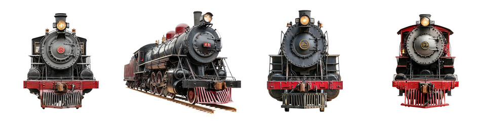 Fototapeta premium Powerful Vintage Steam Locomotives Showcasing Historical Railway Transportation from the Golden Age of Rail Travel