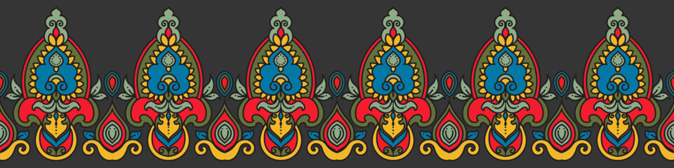 Abstract seamless border, ethnic tribal fabric border