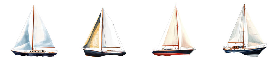 Fototapeta premium Sailboats with colorful sails racing across the open water during a maritime sailing regatta event on a sunny summer day