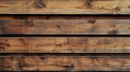 Naklejka premium A captivating close-up of dark, textured wooden planks laid horizontally. Their rich, earthy tones highlight each rugged detail