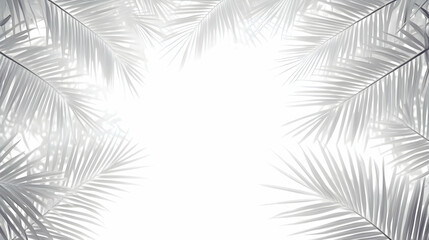Monochromatic Palm Fronds Frame a White Background, Creating a Minimalist Tropical Illustration