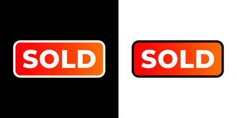SOLD red stamp. Flat vector icon