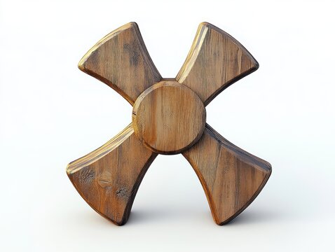 3D Wooden Radiation Warning Symbol Icon Timber Grain Natural Texture Minimalist Design