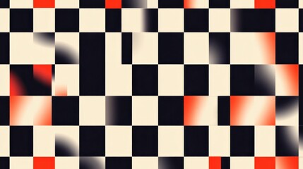 Fototapeta premium Abstract Checkerboard Pattern: A visually dynamic design features a grid of squares, blending shades to create a modern geometric artwork