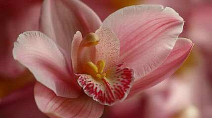 Close-up of a delicate pink orchid flower